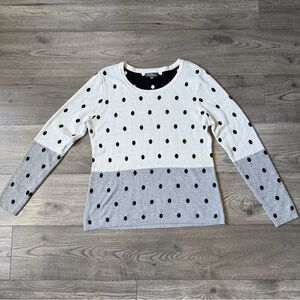 Market‎ & Spruce Black and Ivory Polka Dot Crewneck Sweater